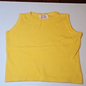 Vintage Russ Girl Yellow Tank Top M 100% cotton 70s 80s
